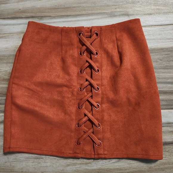 Shinestar Dresses & Skirts - Shinestar velvet orange mini skirt Size Medium